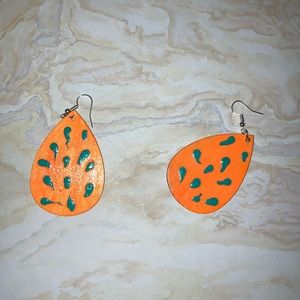 Hand painted wood earrings